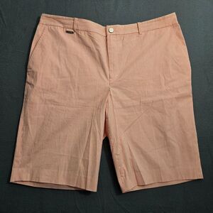 Lauren Ralph Lauren Active Women 16 Orange Striped Bermuda Shorts Stretch